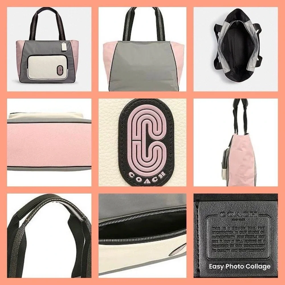 COACH Court Tote Purse Bag &  Matching 3 PIECE Pouch Set & Card Case Bundle NEW